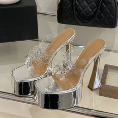 Crystal PVC Transparent Slippers Platform Open Toe Slide Shoes