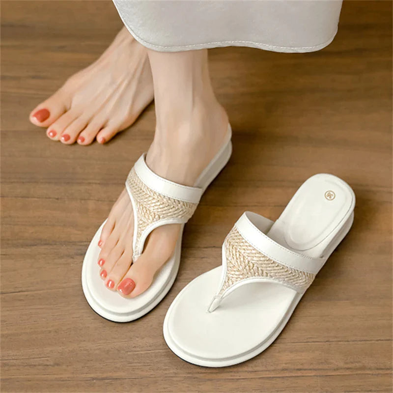Design Weave Round Clip Toe  Wedges Low Heel