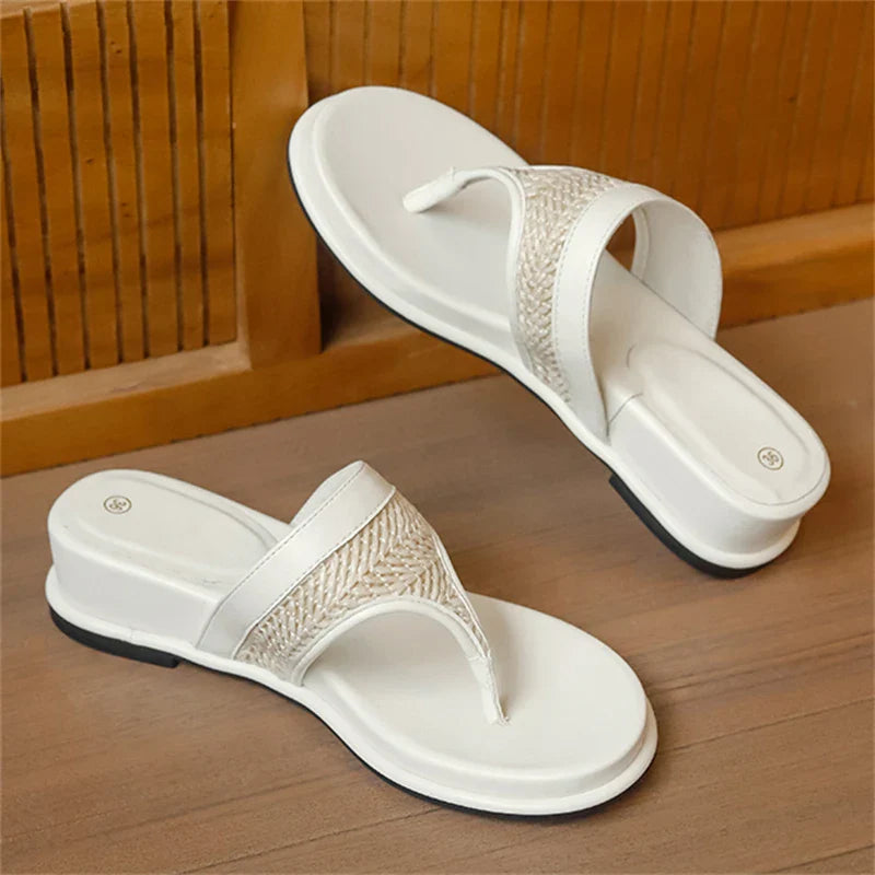 Design Weave Round Clip Toe  Wedges Low Heel