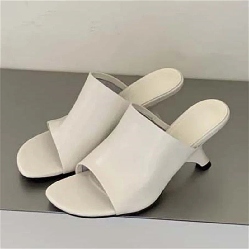 Vintage Square Toe Slippers High Heel