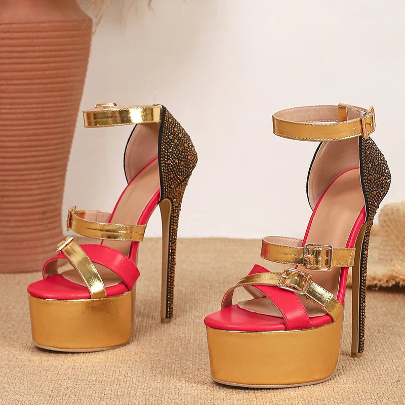 Bling Crystal Diamond Open Toe Sandals Ultra Stiletto High Heel