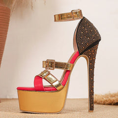 Bling Crystal Diamond Open Toe Sandals Ultra Stiletto High Heel