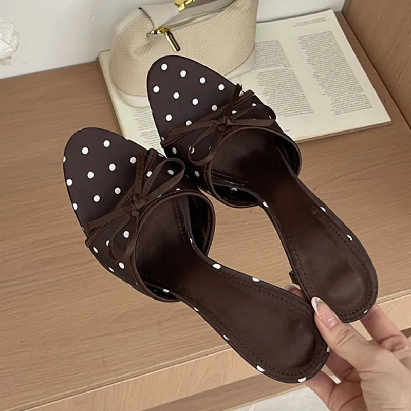 Butterfly-kont Polka Dot Silk Thin Heel