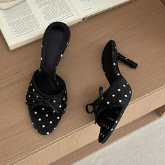 Butterfly-kont Polka Dot Silk Thin Heel