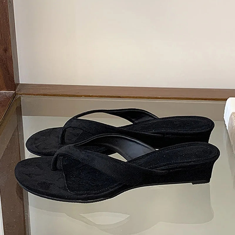 Casual Shallow Clip Toe Wedges Low Heel