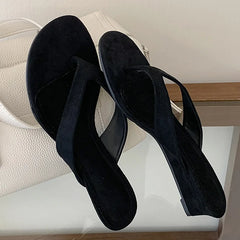 Casual Shallow Clip Toe Wedges Low Heel