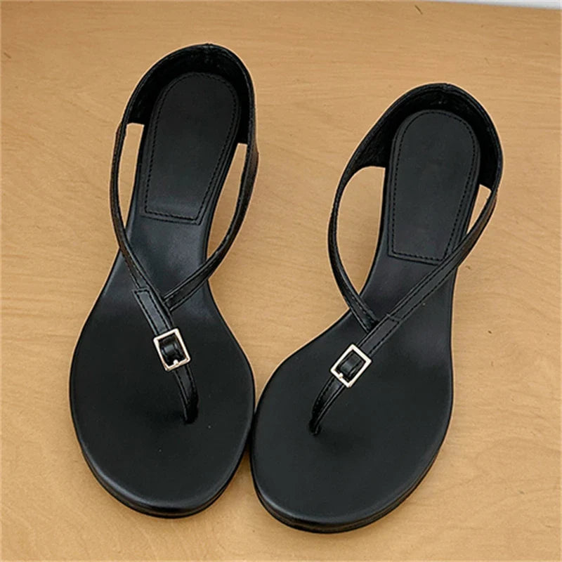 Designer Buckle Clip Toe Slippers Wedges High Heel