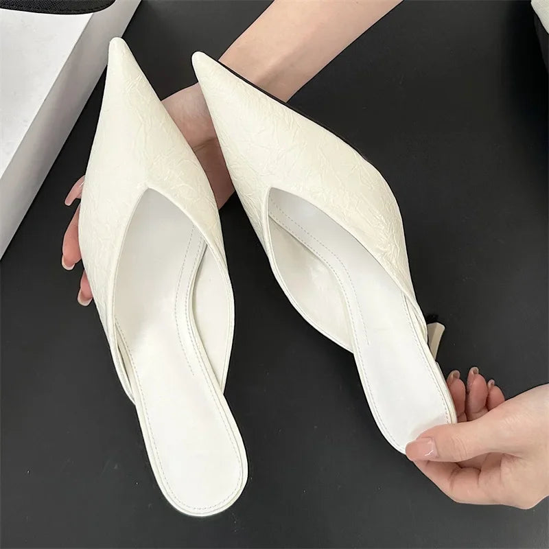 Candy Pointed Toe Slippers Thin Low Heel