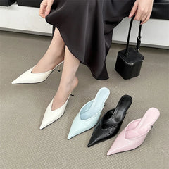 Candy Pointed Toe Slippers Thin Low Heel
