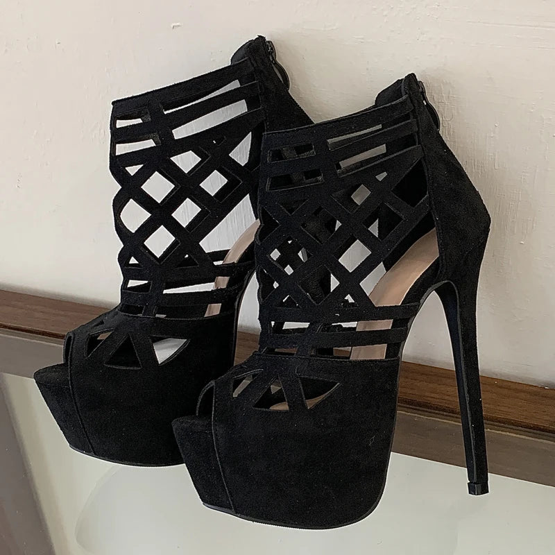 Design Hollow Out Platform Sandals Stiletto High Heel