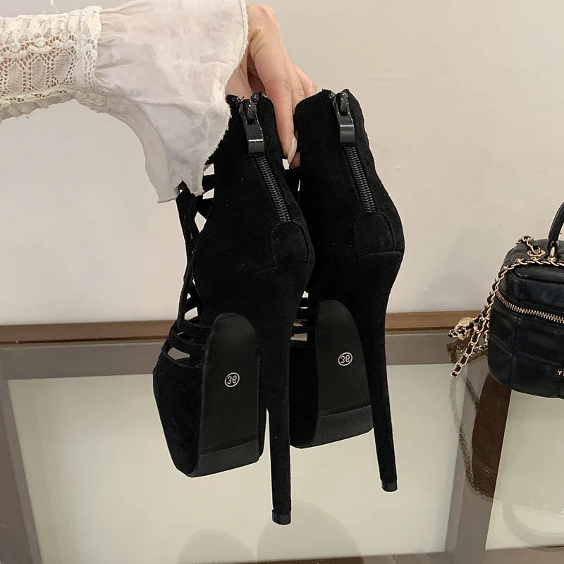 Design Hollow Out Platform Sandals Stiletto High Heel