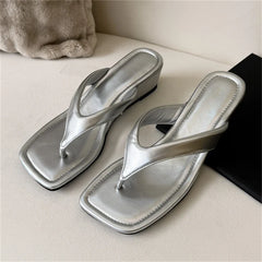 Square Clip Toe Wedges Low Heel