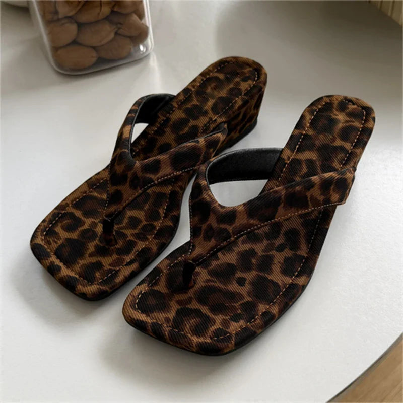 Square Clip Toe Wedges Low Heel