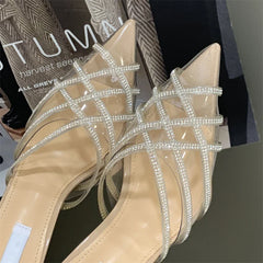 PVC Transparent Crystal Pointed Toe Slippers Pumps Mule Shoes