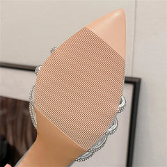 Design Hollow Out Crystal Slippers Street Style Thin High Heel