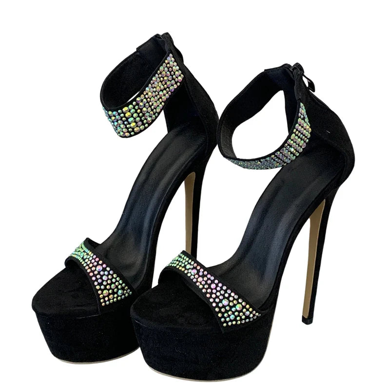 Street Style Bling Diamond Thin High Heel