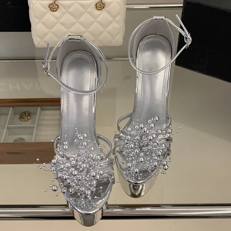 Street Style Striptease Party Sandals Barrow Band Stiletto High Heel