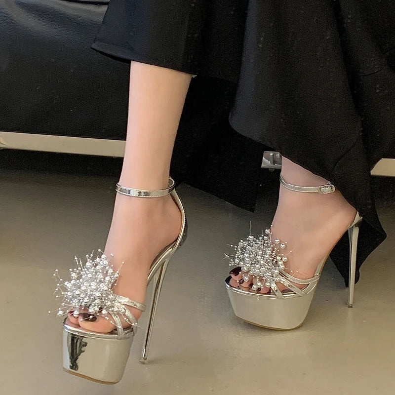 Street Style Striptease Party Sandals Barrow Band Stiletto High Heel