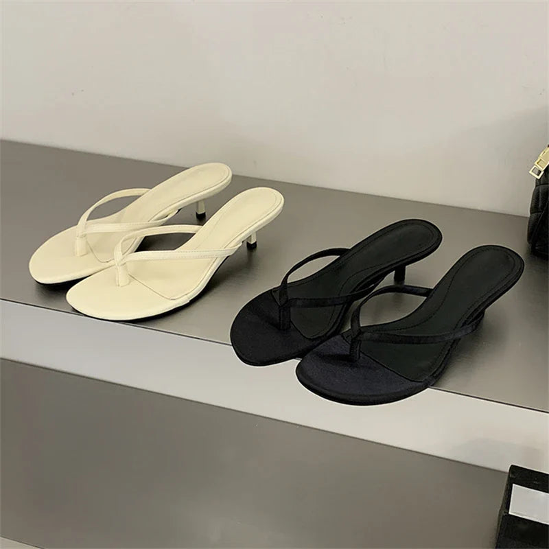 Shallow Clip Toe Slippers Thin Low Heel