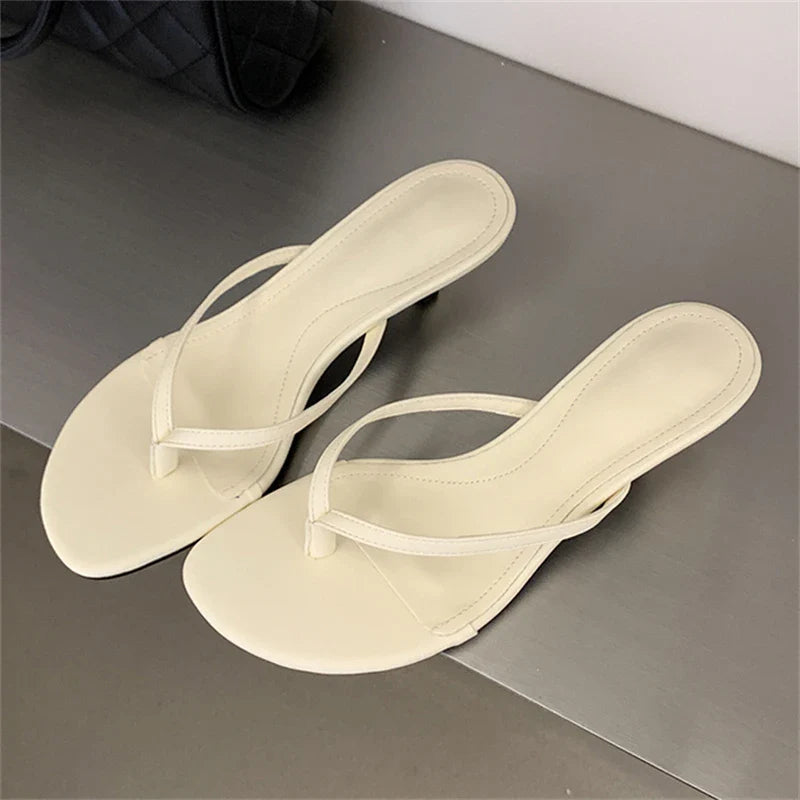 Shallow Clip Toe Slippers Thin Low Heel