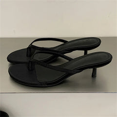 Shallow Clip Toe Slippers Thin Low Heel