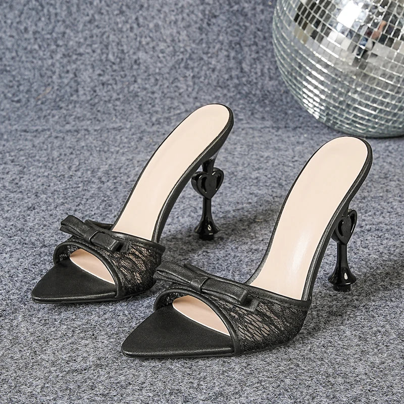 Pointed Toe Slippers DesignButterfly-kont Hollow Out High Heel