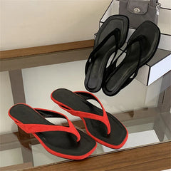 Shallow Square Clip Toe Slippers Low Heel