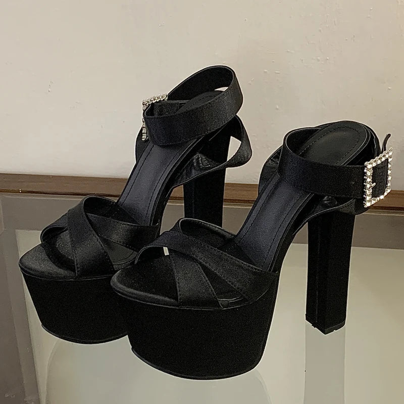 Solid Platform Square High Heel