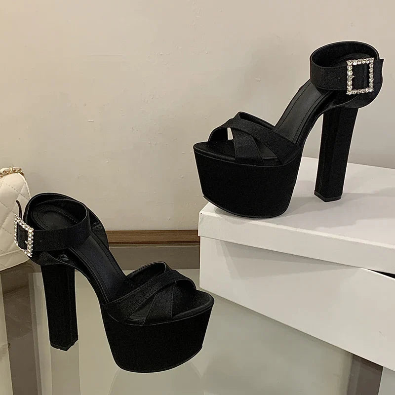 Solid Platform Square High Heel