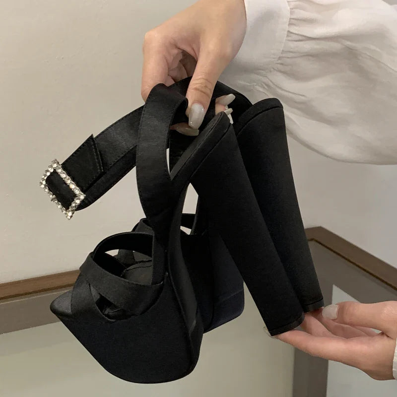 Solid Platform Square High Heel