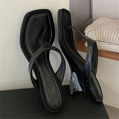 Square Clip Toe Slippers Designer Wedges Heel
