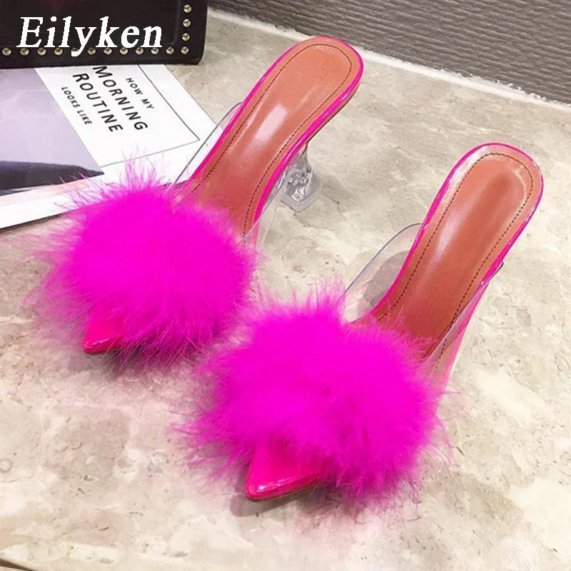Pumps PVC Transparent Feather Perspex Crystal High Heel