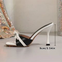 Slippers CRYSTAL Butterfly-kont Square Toe Slide Shoes