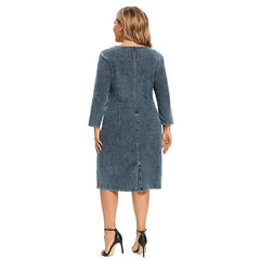 Casual Elasticity Slim Fit Shoulder Pads Midi Dress