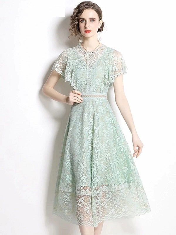 Elegant A-Line Lace Vintage Designer Party Dress