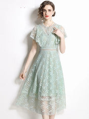 Elegant A-Line Lace Vintage Designer Party Dress