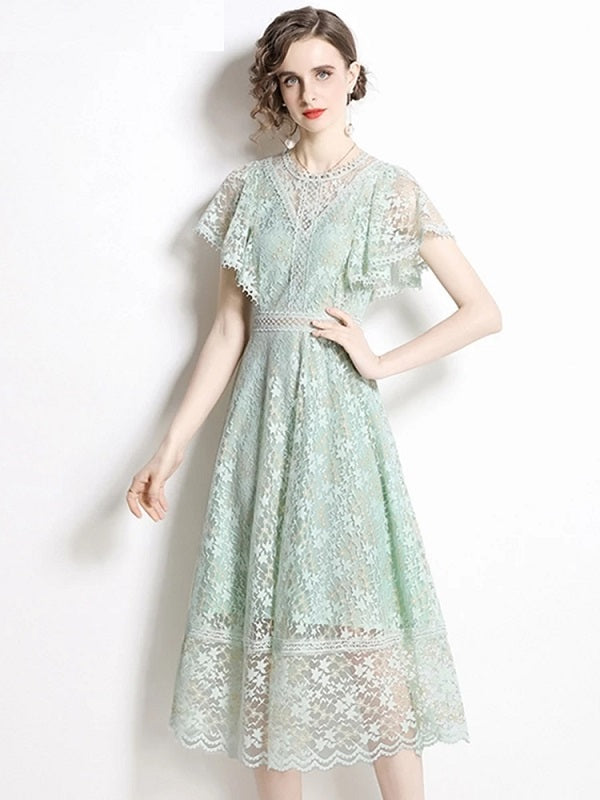 Elegant A-Line Lace Vintage Designer Party Dress
