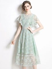 Elegant A-Line Lace Vintage Designer Party Dress