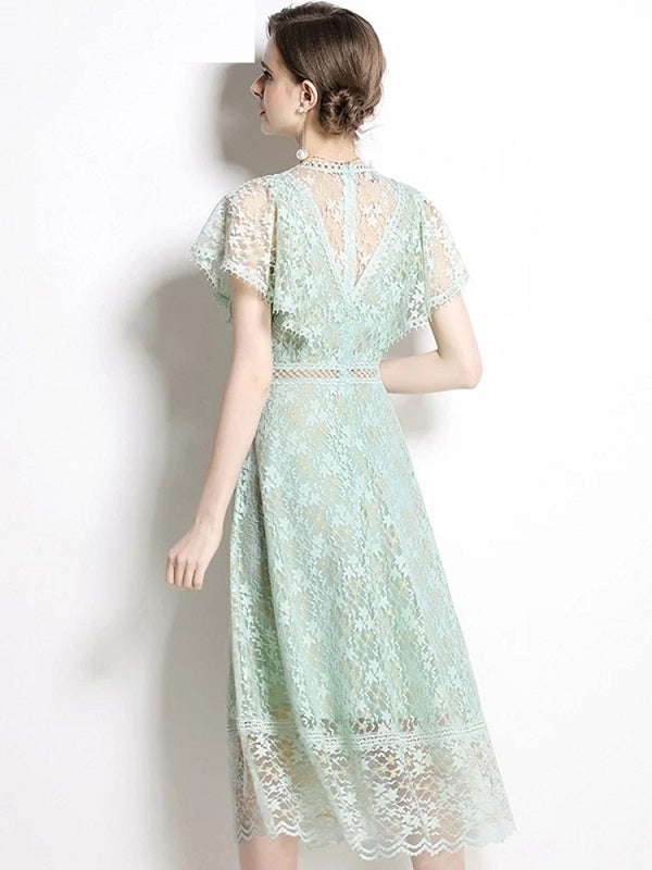 Elegant A-Line Lace Vintage Designer Party Dress