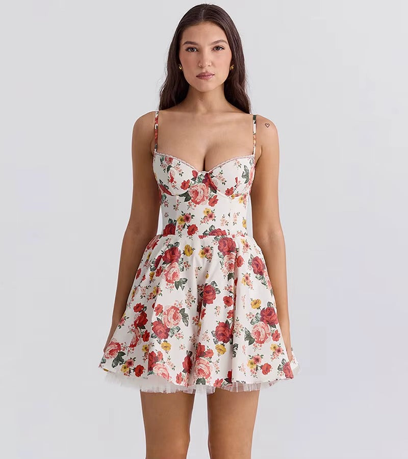 Elegant A-Line Mesh Lining Backless Princess Mini Dress