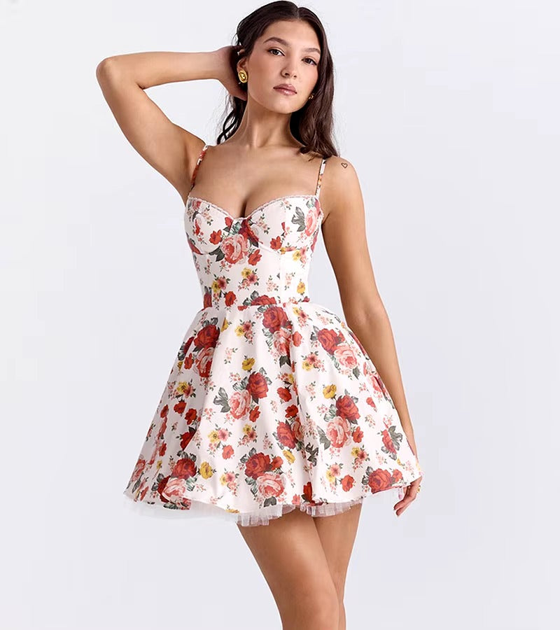 Elegant A-Line Mesh Lining Backless Princess Mini Dress