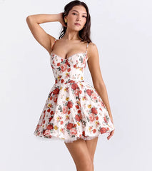 Elegant A-Line Mesh Lining Backless Princess Mini Dress