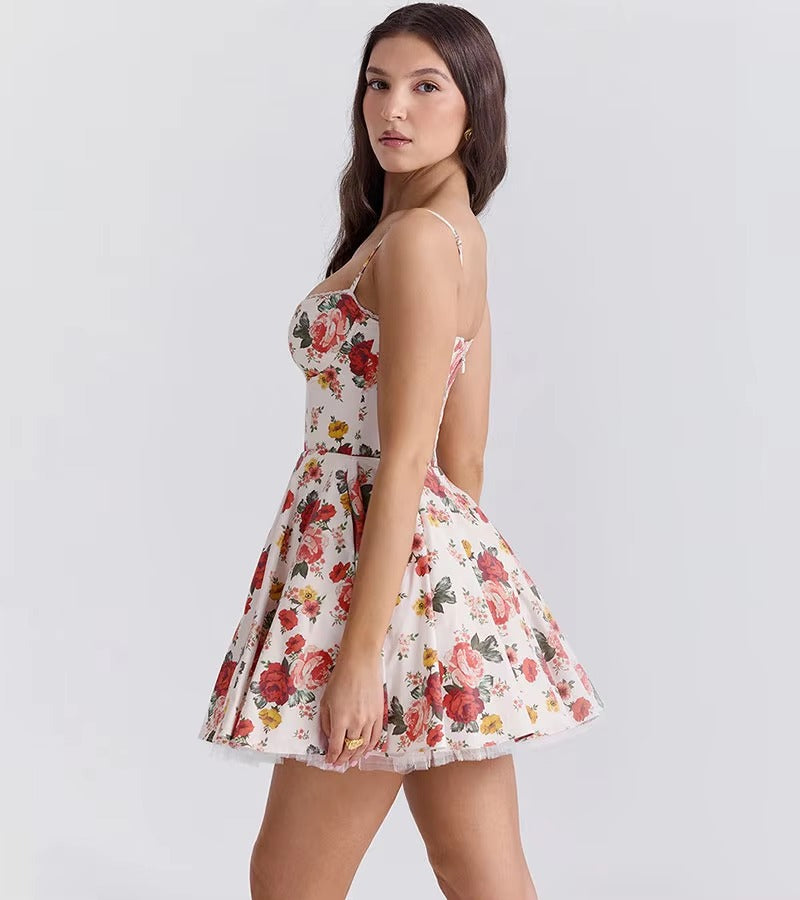 Elegant A-Line Mesh Lining Backless Princess Mini Dress