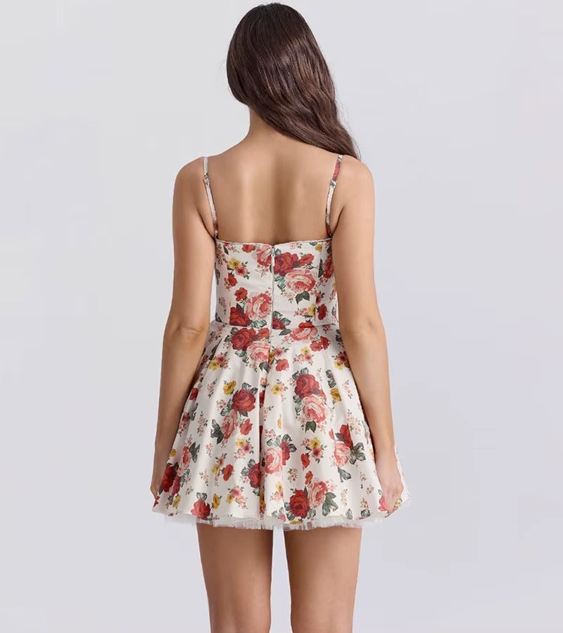 Elegant A-Line Mesh Lining Backless Princess Mini Dress