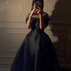 A Line Off the Shoulder Arabic Satin Evening Elegant Dress