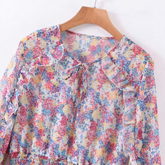 Elegant A Line Ruffles Floral Print Mini Dress