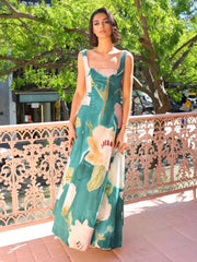Elegant A-line Polyester Daily Casual Sleeveless Floral Maxi Dress