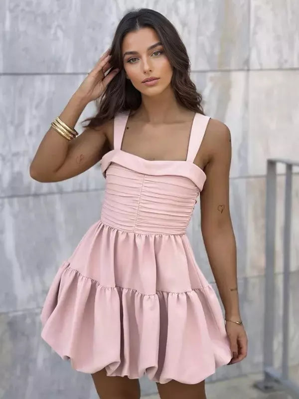 Elegant A-line Zipper Open Shoulder Sleeveless Mini Dress