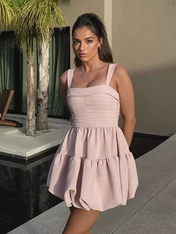 Elegant A-line Zipper Open Shoulder Sleeveless Mini Dress