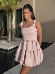Elegant A-line Zipper Open Shoulder Sleeveless Mini Dress